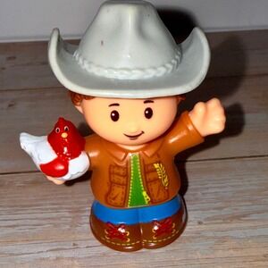 Fisher-Price Little People Farmer Figure Kids OS Brown Good DWC31 2016 Hen Hat